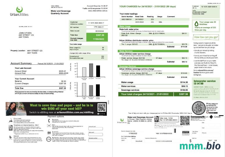 Australia Urban Utilities .doc i .szablon rachunku za media pdf